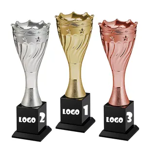 Wholesale Custom High-end Electroplating Metal Gold Sport World Globe Trophy Cup Trophies Honorable Mention