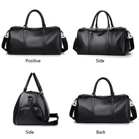 Sac de voyage de week-end pour homme en cuir PU, grande capacité, imperméable, avec fermeture éclair, poche pour vêtements mouillés, logo personnalisé, portable
