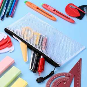 Black A6 Transparent PVC Mesh Bags with Zipper Plastic <b>File</b> <b>Folders</b> Portable Document Bag for Pencil Storage Student Use - Product Image 5