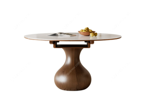 Série de style mi-siècle, table à manger extensible simple pour la maison avec plateau en pierre frittée mate - Product Image 5