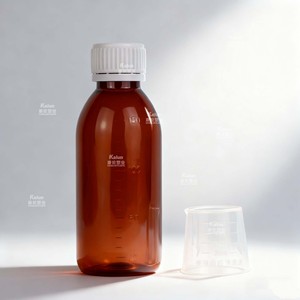 Hổ phách chai nhựa 50ml/60ml/<span class=keywords><strong>100ml</strong></span>/120ml/150ml/200ml Pet ho Syrup chai trong suốt rỗng chất lỏng container - Product Image 4