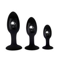 Jouets : Grand plug anal en silicone avec perles métalliques en acier, pour dilatation anale et expansion de l'anus, produits sexuels pour l'extérieur S/M/L