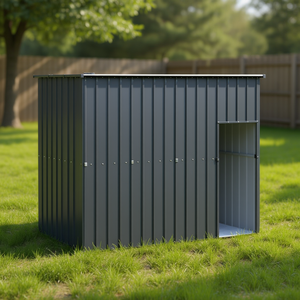 Nichoir pour chien anthracite 84,3x60,2x71,3 pouces avec toit en acier galvanisé, abri extérieur pour animaux de compagnie de grande race - Product Image 2