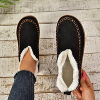 Chaud élégant femmes hiver neige bottes nouvelle mode Vintage daim nord-est fourrure doublure couleur unie décontracté grande taille doux thermique