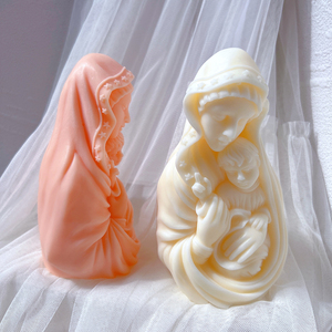 Moule à bougie en Silicone, Statue de la vierge marie et du bébé, 1 pièce, figurine d'enfant, motif d'art catholique - Product Image 1
