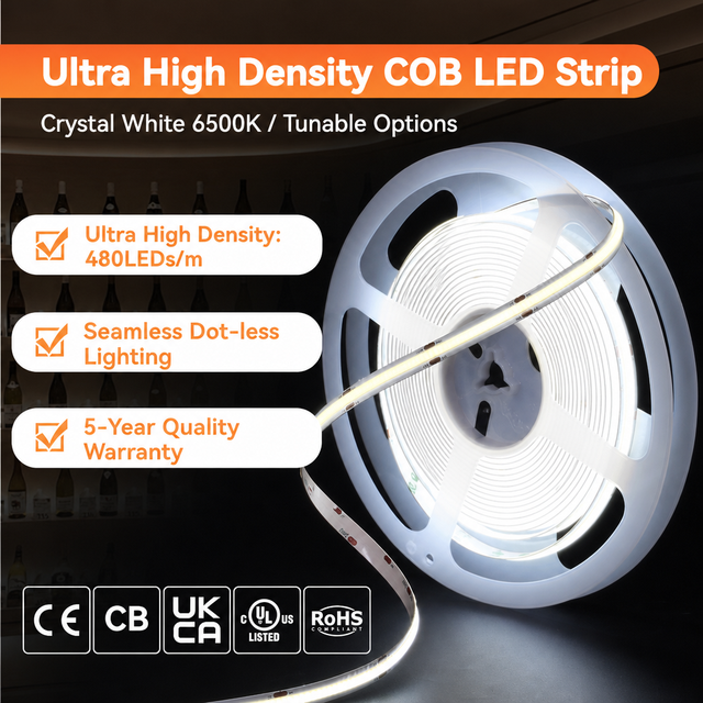Manufacturer DC24V CRI90 95 Dotless Led Cob Strip 480Leds LED Lights Strip COB Flexible Smart LED Lightings for Room