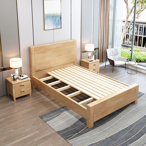 Lit en bois massif en caoutchouc 1m 1.2m 1.35m 1.5m 1.8m avec coffre de rangement Meuble de chambre - Product Image 2