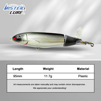 MISTER LURE 95mm 11.7g Leurre de pêche flottant à queue rotative pour la pêche en surface, Leurre à hélice flottant, Whopper Plopper, Leurre dur type crayon