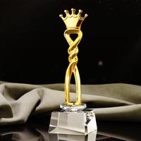 Honneur de cristal Statuette Dorée Danse Ballet Résine Cristal Trophée Concours Prix avec Base de Cristal