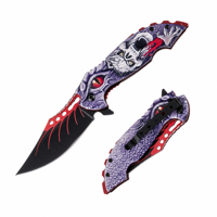 Couteau de poche tactique pliable avec poignée en aluminium imprimée en 3D, lame en acier inoxydable 3Cr13 avec revêtement noir, EDC, camping