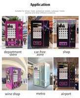 Distributeur automatique de petite taille à grande capacité rose, écran tactile 49 pouces, code QR, retour de monnaie, utilisation en intérieur, centre commercial, SDK