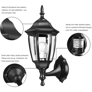 Outdoor <b>Wall</b> Lamp LED Aluminum Alloy 110-240V Waterproof 3500K Warm White Garden <b>Light</b> Surface Mount 15.5in Height <b>Dimmable</b> - Product Image 2