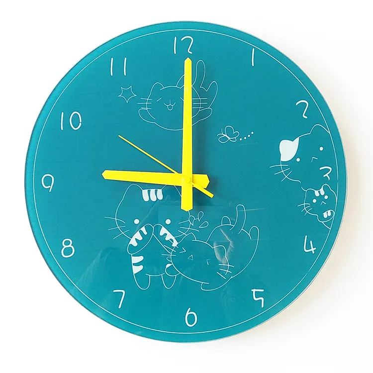 Wall Decorative promotional tempered glass clock For Coffee Shop