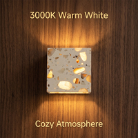 Lámpara de Pared LED Cuadrada de Terrazo, Impermeable IP54, 6W, Luz Blanca Cálida, Aplique de Pared para Exteriores, Alto CRI 90, Garantía de 2 Años