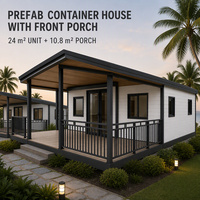Maison à structure en acier, maison préfabriquée en conteneur, véranda avant, bâtiment résidentiel modulaire, projet de structure personnalisée