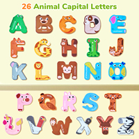 Rompecabezas de Madera Montessori con Letras del Alfabeto y Animales, Juguete Educativo de Aprendizaje del Abecedario de la A a la Z con Piezas de Formas de Animales para Niños Pequeños y Preescolares