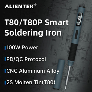 ALIENTEK T80 T80P Portable 100W PD Soldering Station, DC20V Adjustable 80-450℃ Precision Repair Heat Tool Chipboard - Product Image 2