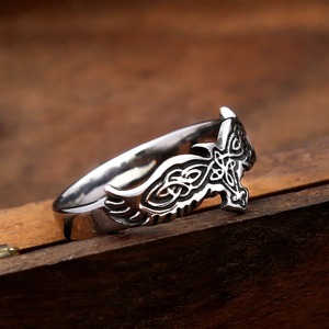 yunnique Stainless Steel Men's <b>Ring</b> Cross Raven <b>Celtic</b> Knot Design Jewelry Gift For Men - Product Image 3