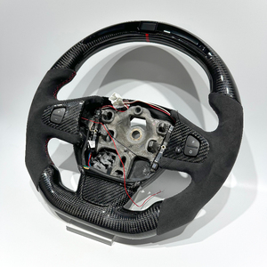 Volant de voiture en cuir suédé noir avec LED et fibre de carbone véritable, en promotion, pour Renault <span class=keywords><strong>Megane</strong></span> 2, <span class=keywords><strong>Megane</strong></span> 3, <span class=keywords><strong>Megane</strong></span> 4, Clio 4, Clio 5 - Product Image 1