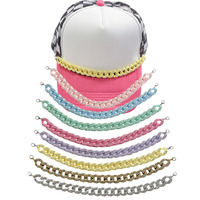 Cadena Decorativa de Diamantes de Imitación Coloridos para Sombrero, Correa Acrílica de Eslabones Cubanos para Gorra, Accesorio para Sombrero Trucker para Mujer y Niña