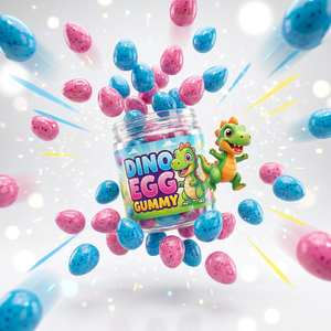 Venta al por mayor OEM: Caramelos de goma con forma de huevo de dinosaurio 3D, dulces de gelatina rellenos de mermelada con temática de dinosaurios jurásicos para recuerdos de fiestas de cumpleaños infantiles - Product Image 1