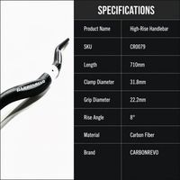 Guidon de trottinette électrique Carbonrevo réglable en hauteur pour une utilisation quotidienne, résistant à l'usure, résistance supérieure