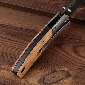 Cuchillo Plegable de Acero Inoxidable OEM con Mango de Madera, Herramienta Táctica de Supervivencia EDC para Camping, Cuchillo para Grabado DIY - Product Image 5