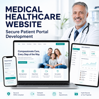 Conception de site Web de services médicaux avec sécurité HIPAA pour tablette, Mac, portail patient médical, plateforme logicielle de télésanté, stock disponible