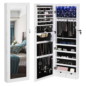 Moderno Armadio per <span class=keywords><strong>Gioielli</strong></span> in Legno con Specchi Illuminati a Tutta Altezza, Montaggio a Parete, <span class=keywords><strong>Specchio</strong></span> Decorativo per Casa - Product Image 1