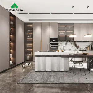 TUZHI perlengkapan pabrik proyek desain gratis aksesoris pas unit dapur modern lemari dapur elegan
