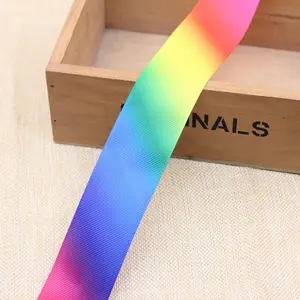 Hot sale supplier wholesale custom gradient color printed rainbow sublimation grosgrain gift ribbon
