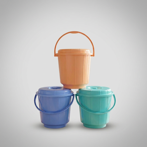 Seau de rangement alimentaire polyvalent en plastique, fabriqué à la machine, design empilable, couleurs neutres, rangement facile pour garages et balcons - Product Image 3