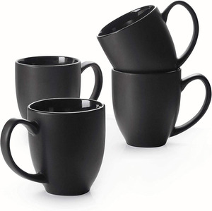 ร้อนขายง่ายต่อการทำความสะอาดและถือเคลือบสีดำเซรามิกแก้วกาแฟที่มีด้ามจับขนาดใหญ่ - Product Image 1