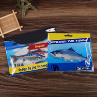 Sac d'emballage de ver d'appât de pêche en plastique souple transparent à fermeture éclair, sac d'emballage pour leurre de pêche, swimbait powerbait
