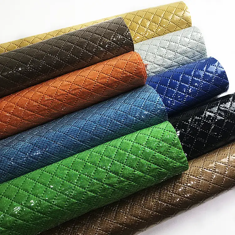 P700 Glitter Faux Lederen Gradiënt Gekleurde Diamant Waterbestendig Lederen Geborduurde Snake Print Faux Leather