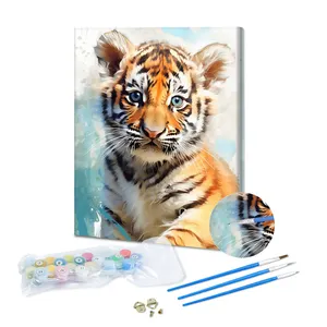 Usine directe personnalisé peinture animale bricolage tigre Cub peinture par numéros ensemble peinture à l'huile acrylique par numéros Kits