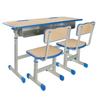 Bureaux d'étude réglables personnalisés pour écoles, bureaux doubles monochromes, chaises, bureaux pour étudiants, salles de formation, bureaux pour enfants, vente en gros