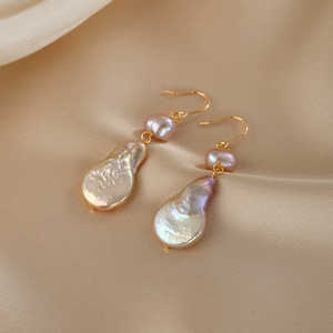 Pendientes de Perlas Barrocas WENCHI 1619 para Mujer, Color Rosa Morado, Accesorio Elegante Natural - Product Image 5