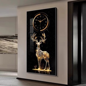 <span class=keywords><strong>Quadro</strong></span> di Lusso in Porcellana con Cristalli e Luce LED, Orologio con <span class=keywords><strong>Cervo</strong></span> in Strass per Soggiorno, Camera da Letto e Arredamento Casa - Product Image 3