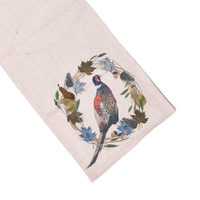 Chemin de table rustique en lin imprimé faisan, décor oiseaux de la forêt pour la salle à manger de la cabane, banquets, vente en gros