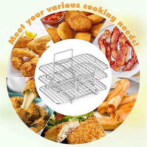 Grille pour friteuse à air Ninj Dual, en acier inoxydable 304, déshydrateur multicouche, grille à toast, accessoires pour friteuse à air - Product Image 6