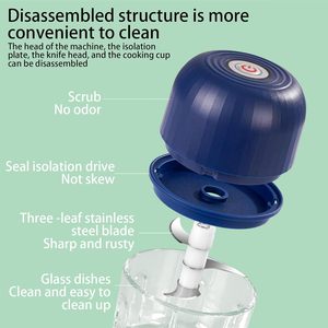Kitchen Wireless Mini USB Food Grinder Machine Multi-functional <b>Garlic</b> Beater Masher Agitator Vegetable <b>Chopper</b> and Presses - Product Image 2