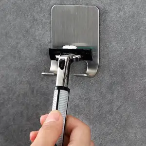 1Pcs Shaving Razor Holder Shower Stainless Steel Bathroom Wall Razor Rack Men Shaver Shelf Hanger Kitchen Adhesive Storage Hook