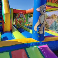 Château gonflable commercial de fête en plein air pour enfants avec parc safari gonflable à structure coulissante