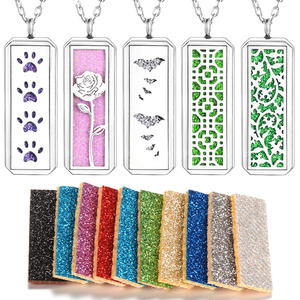 Stainless Steel Rectangle Shape Pendant Essential Oil Diffuser <b>Locket</b> Necklace Pendant - Product Image 6