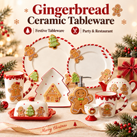 Service de table en céramique pour Noël, thème pain d'épices, pour les fêtes, les restaurants, les hôtels et la mise en table festive