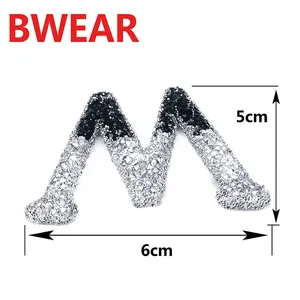 Chất Lượng Cao Rhinestone Appliques Đính Cườm Các Bản Vá Lỗi Lớn Tùy Chỉnh, Dính Trên Các Bản Vá Lỗi Chữ Cái