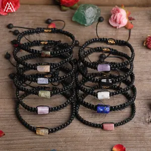 Chuỗi Vòng Tay Đơn Màu Đen, Handmade Xi Lanh Đá Hạt Vòng Tay Trang Sức Thời Trang - Product Image 1