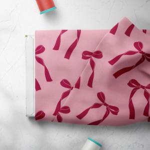 Tissu en coton <span class=keywords><strong>Liberty</strong></span> personnalisé des années 80 imprimé numériquement 100% coton avec motif de rubans à nœuds roses pour vêtements-Utilisation Robes Chemises Sacs - Product Image 5