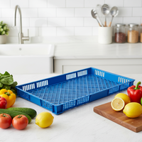Panier en plastique perforé empilable, ultra-plat, haute ventilation, prix de gros, fourni par le fabricant